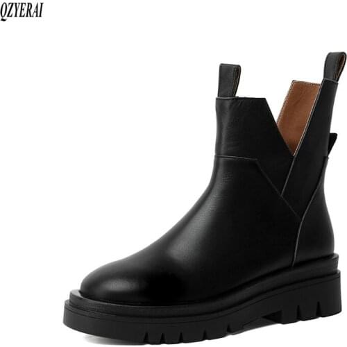 QZYERAI Autumn winter Genuine leather Female boots Riding boots Womens boots Leisure style Womens shoes Size 34-40