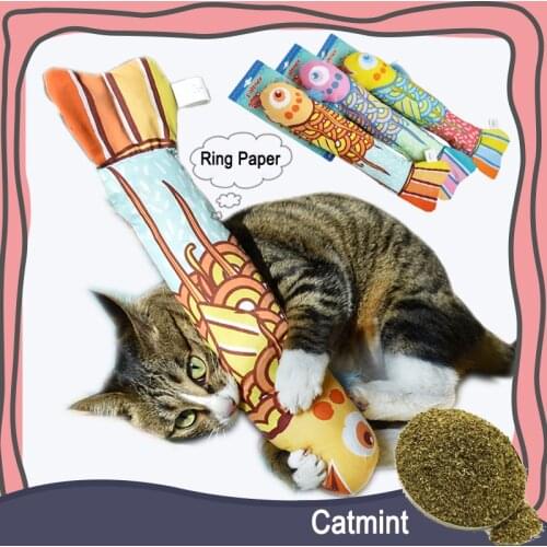 Cat Sounding Paper Toy Cat Mint Grass Simulation Fish Pillow Bite-Resistant Molar Tease Cat Stick Playing Pet Toy