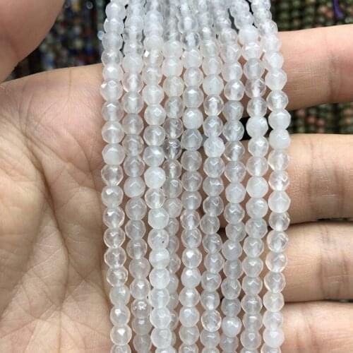 Natural White Jad e Faceted Beads,Facted Stone Beads 4mm 6mm 8mm 10mm 12mm Gem Stone Jewelry beads,1of 15"strand