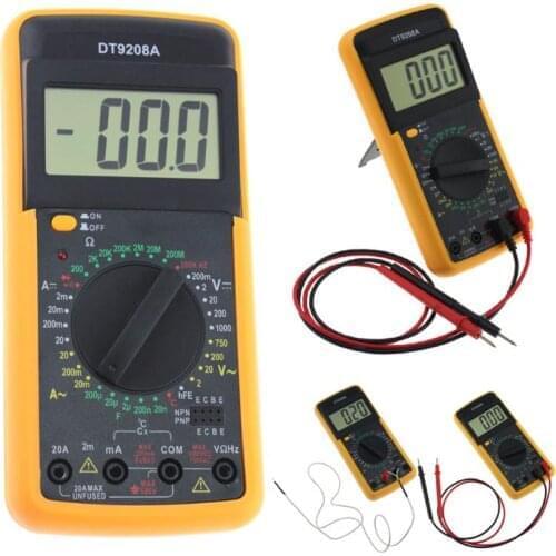 DT9208A Professional LCD Digital Multimeter Electric Handheld Ammeter Voltmeter Resistance Capacitance Tester AC DC