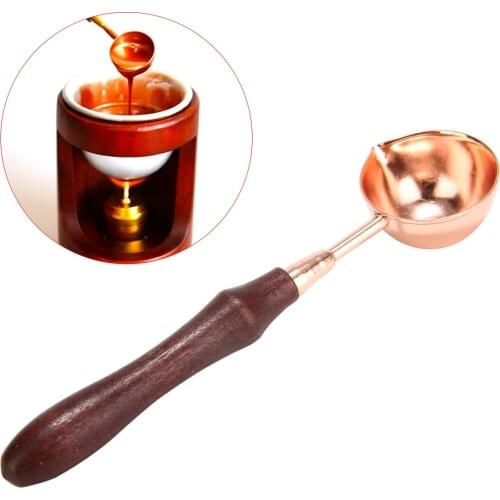 Wooden Wax Seal Stamp Stove Tool Kit Wax Warmer Melting Stove Copper Melting Glue Furnace Spoon For DIY Letter Wax Sealing Decor