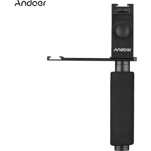 Andoer 40mm-85mm Width Mobile Phone Video Recording Holder Handle Stabilizer Cellphone Clamp Smartphone Vlogging Hand Grip