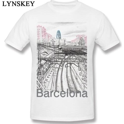 Art Design Mens Tops Tees Cotton T-shirt Fashion White Crew Neck Short Sleeve Summer Autumn Sweatshirts Barcelona City Print