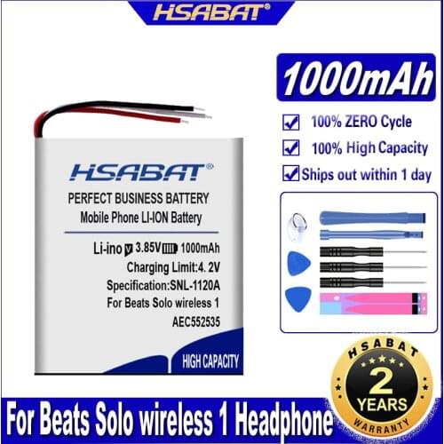 HSABAT AEC552535 1000mAh Battery for Beats Solo Wireless 1 Headphone Dash Cam Transcend DrivePro 220 Driving RecorderBatteries