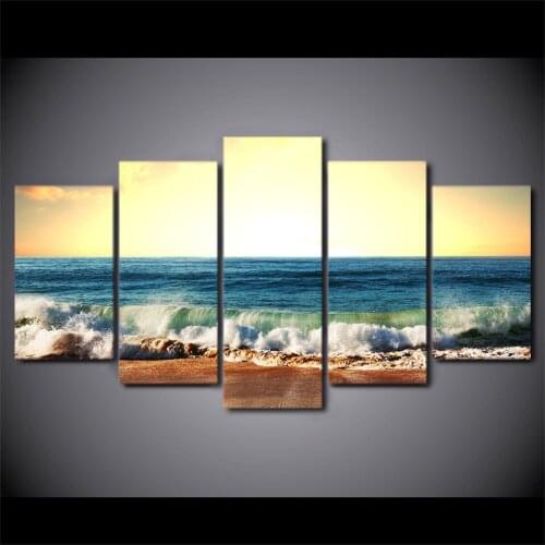 Canvas Painting Wall Art Frame Home Decor Living Room Pictures 5 Pieces Sea Level Ocean Beach Seascape Poster HD Printed