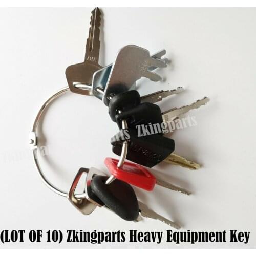 Construction Ignition Key Set 10 Keys Heavy Equipment Fit for Cat John Deere Komatsu