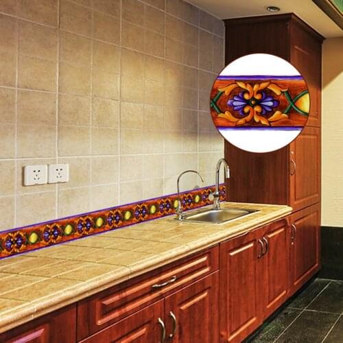 Creative Self Adhesive Baseboard LivingRoom Bathroom Vintage Cross Pattern Waterproof Art Waistline Wallpaper YX003