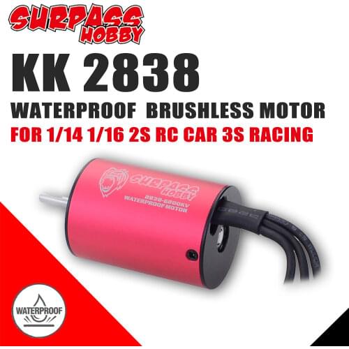 Surpass Hobby 2838 Brushless Motor Waterproof 3.175mm 2S 3S 3200KV 4400KV 5700KV 35A ESC for 1/14 1/16 RC Off-road On-road Car