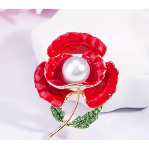 Fashion Temperament Multi-color Flowers Plant Rhinestone Crystal Pearl Brooches For Women Girls Clothes Jewelry Gift