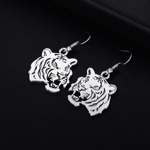 Trendy Vintage Tiger Shape Dangle Earrings for Women Girl Retro Drop Earrings Cute Small Object Earring Jewelry Bijoux