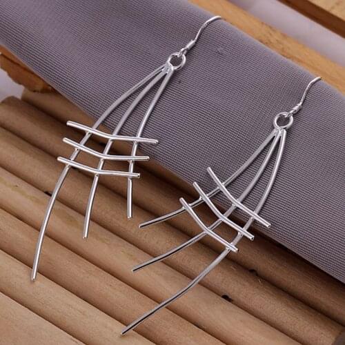 Fashion jewelry Earring For Women, Plated Earrings Fan-shaped Earrings E177 /HNSRDYHX GSAXHWRC silver color