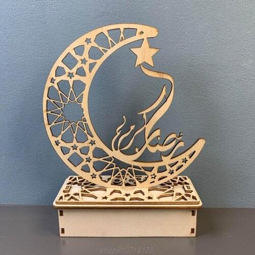 2020 New Eid Mubarak Ramadan DIY Wooden LED Decorative Light Moon Islam Hanging Pendant Home Room Table M10 21 Dropship