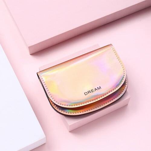 2021 New Fashion Laser Women Wallet Girl Coin Purse Short Womens Card Case Cartoon Colorful Clutch