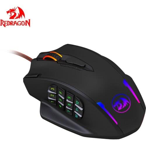 Redragon M908 Impact RGB LED MMO Mouse with Side Buttons Optical Wired Gaming Mouse with 12400DPI