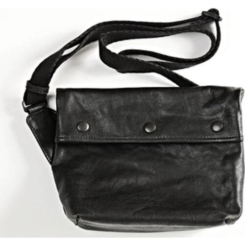 Original new leather messenger bag casual all-match soft leather mens messenger bag black unisex backpack