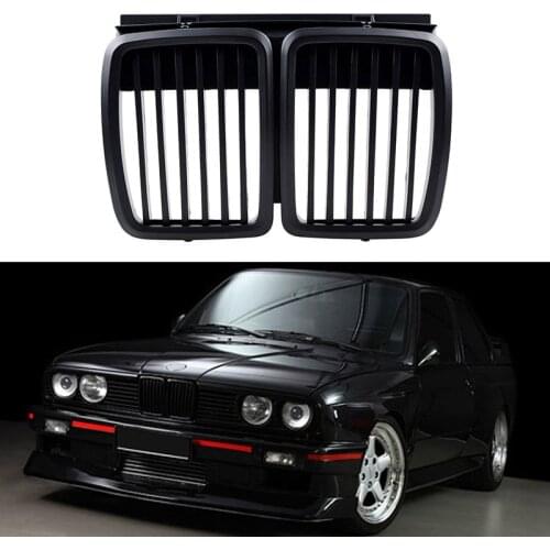 Front Grille Replacement for BMW E30 3-Series M3 Front Hood Bumper Grill Matte Black 1982-1994