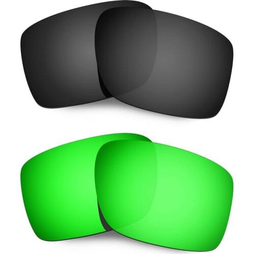 HKUCO For Double Edge Sunglasses Polarized Replacement Lenses - Black&Green 2 Pairs