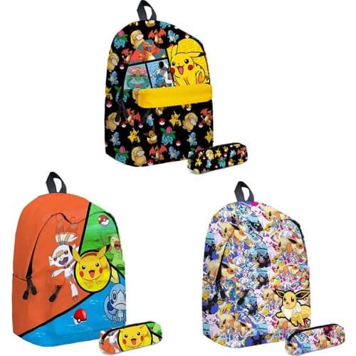 Pokemon Backpack Pikachu Two-piece Set Peripheral Childrens School Bag Stationery Box Primary and Secondary School Supplies