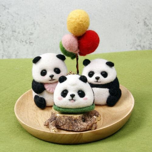 Jiwuo Wool Felt Craft DIY Non Finished Poked Set Handcraft Kit For Needle Material Package Animal Panda Cute Creative Doll Toy