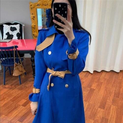 Chic Design High Waist Trech Coat Hot Autumn Trench Coat Special Design Aesthetic Simple Solid Trech Coat for Lady 2020 New Suit