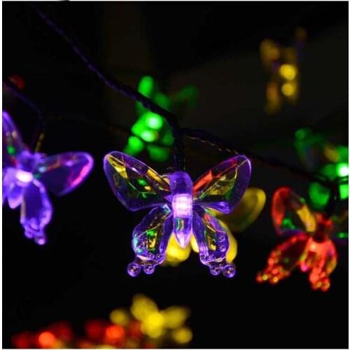 4.8m 20 Butterfly Solar Lamp LED Solar Lights Outdoor Waterproof For Garden Decoration Solar LED String Lights Fairy Lights