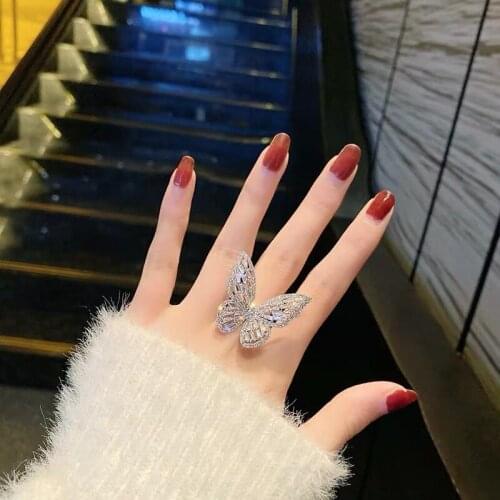 TARCLIY Vintage Luxury Exquisite Micro-inlaid Zircon Butterfly Opening Finger Ring Hot Selling Fashion Women Girl Jewelry Gifts