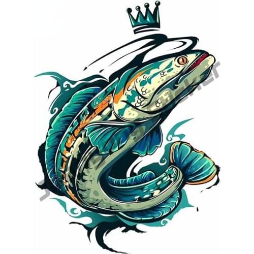 Fishing King Waterproof Car Sticker for Bumper Camper Yacht Trunk Laptop Vinyl Decal SUV Fine Decor Decal Graphics PVC13x10cm