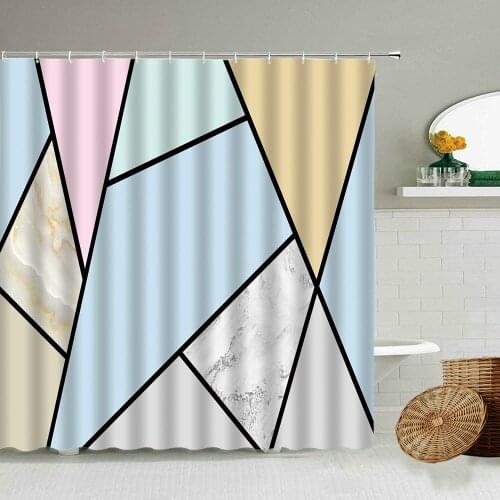 Geometric Marble Printed Bathroom Waterproof Fabric Curtain Shower Curtains Color Abstract Art Bathtub Screen Home Decoration