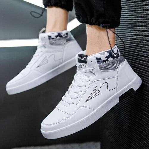 High Quality Brand Casual Men Sneakers Hot Sale Black High Top Casual Sneakers Men Breathable White Sports Shoes Men Fashion