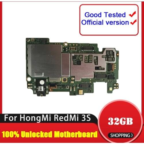 Factory Unlocked For RedMi 3S HongMi 3S Motherboard,16GB 32GB Original Mainboard For HongMi 3S RedMi 3S Logic Board With Chips