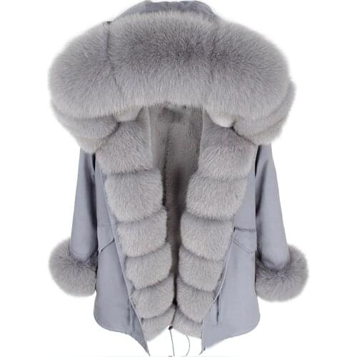 2020 Winter Jacket Natural Real Fox Fur Jacket Coat Real Fox Fur Collar Cuff Hooded Coat Short Parka Long Camouflage