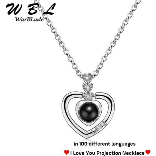 Gold Silver 100 Language I love You Necklace Romantic Love Memory Projection Pendant Wedding Letter Necklace For Women 2019 New