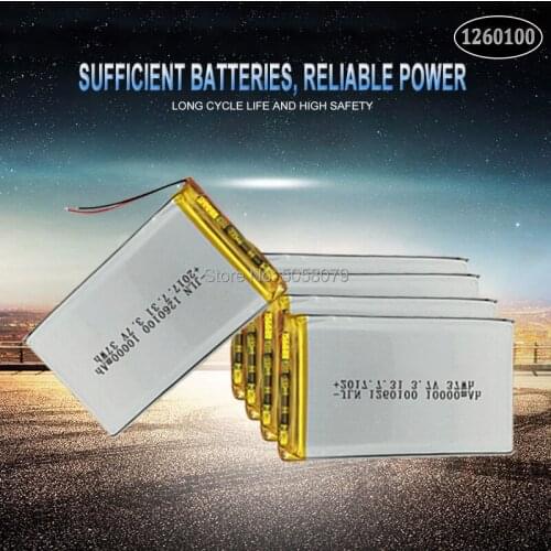 10pcs 3.7V 10000mAh Lipo Battery 1260100 Rechargeable Tablet Dvd Backup li-ion Li-Po Lithium Li-polymer Replacement Battery