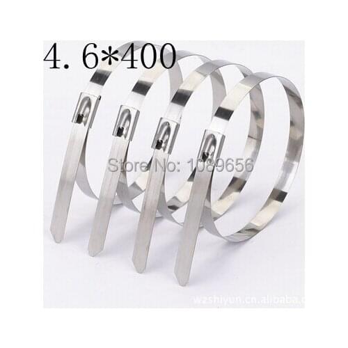 100PCS 4.6*400 4.6x400mm stainless steel zip CABLE TIES LOCK TIE WRAP