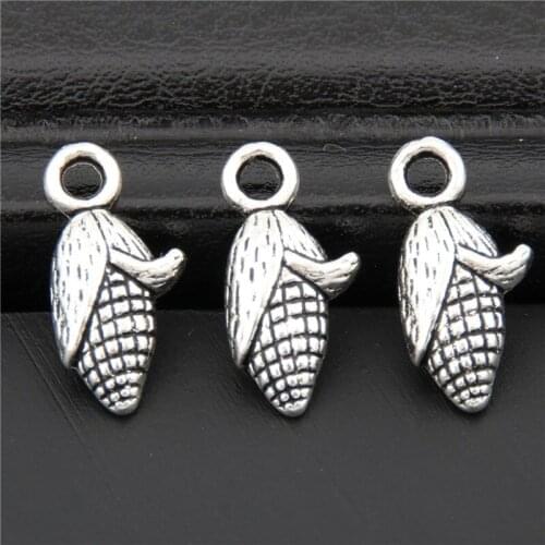15pcs Corn cob Charms Silver Color 3D Perfect For Pendants Earrings Zipper Pulls Bookmarks & Key Chains A2417