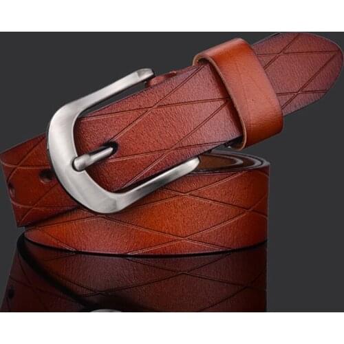 2.8cm width grid men belt cow genuine leather luxury strap male belts for men new fashion classic vintage pin buckle dropshippin