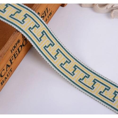 25Yards 3cm Embroidery Lace Woven Jacquard Ribbon Trims Pattern For Curtain Sofa Clothing Straps Accessory DIY Sewing Fabric