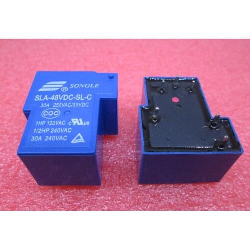 5pcs T90 Coil Relay 48VDC 30A 250VAC 30VDC 6 pin 1NO 1NC SLA-12/24/48VDC-SL-C PCB Type
