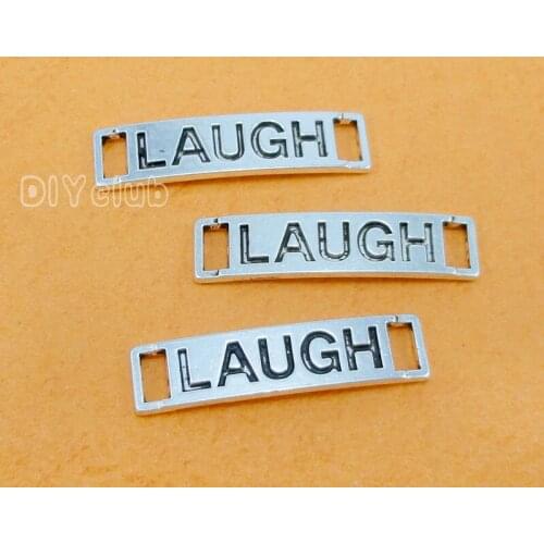 60pcs-Antique Tibetan Silver Laugh Connector Charms, Jewelry Accessories 28x6mm