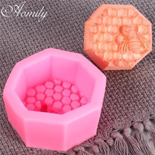 Aomily 3D Honeycomb Silicone Chocolate Mould Soap Ice Cream Mold Candle Polymer Clay Molds Crafts Forms Soap Ice Block Base Tool