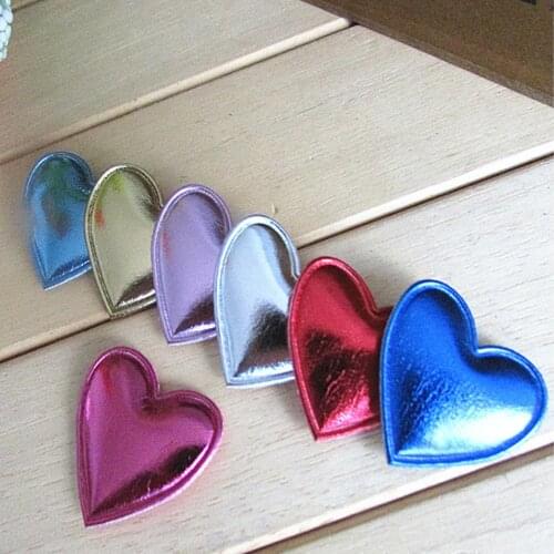 50pcs/Lot Assorted PU Felt Padded Applique Heart, PU Fabric Childrens DIY Heart Headdress Accessories