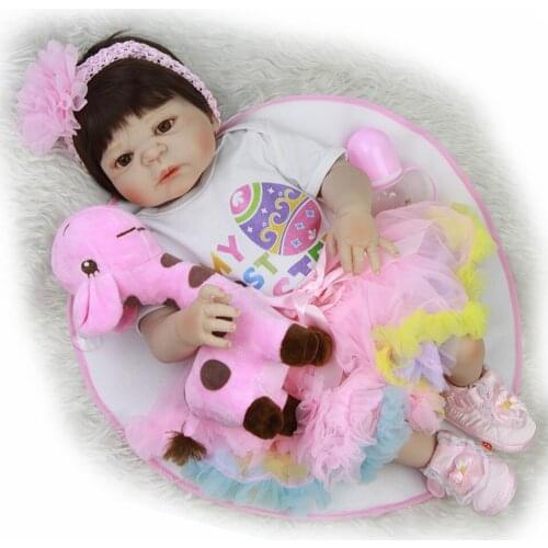 Bebe Silicone Reborn Baby Doll Toys 23inch Full vinyl Princess Toddler Girl Babies Doll High Quality Birthday Gift bb reborn