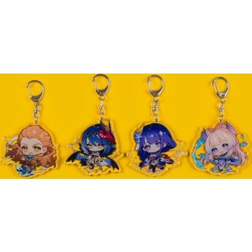 Anime Genshin Impact Kujo Sara Raiden Shogun Acrylic Keychains Badge Cartoon Figure Key Chain Cute Bag Keyrings Gift For Friend