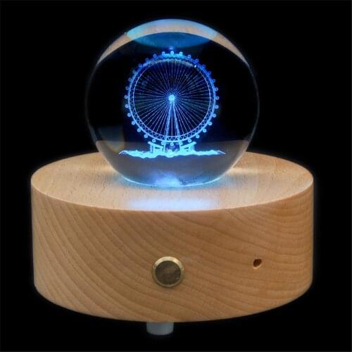 Beech Crystal Ball Bluetooth Music Box Luminous Crystal Music Box Gift Box LED Stuffed With Light to Sleep Teen Room Decoration