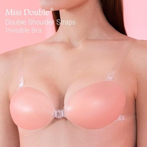 Miss Double Silicone Bra Invisible Push Up Sexy Removable shoulder straps Sticky Bra Adhesive Backless Breast Enhancer For Women