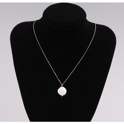 Coeufuedy 925 Silver Necklace Natural Freshwater Pearls Necklace For Women Girls Party Gift Big Pearl Choker Fine Jewelry