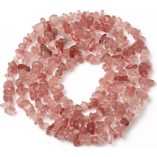 Gravels Beads 5-8mm Natural Strawberry Quartzs Beads Chips Loose Stone Beads for Jewelry Making DIY Bracelet Earring 33inch