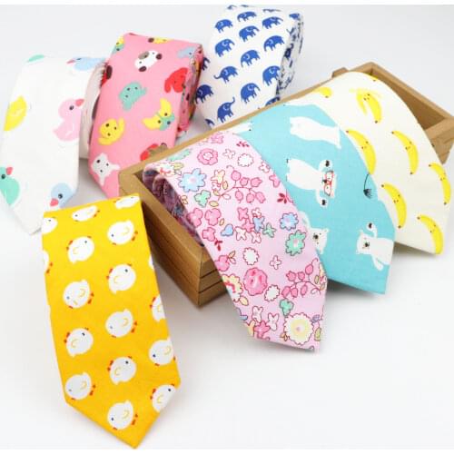 Cotton Necktie Casual Dog Duck Chicken Bear Neckties Grid Bow Tie Lattice Skinny Kids Children Ties Men Small Designer Cravat