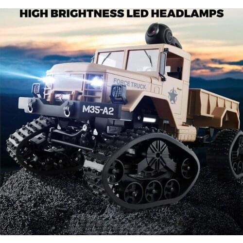 RC Hobby Toys Military Truck Off-Road Sport Cars Vehicle with Wi-Fi HD Camera Gifts for Kids and Adults 4WD 2.4Ghz All Terrain