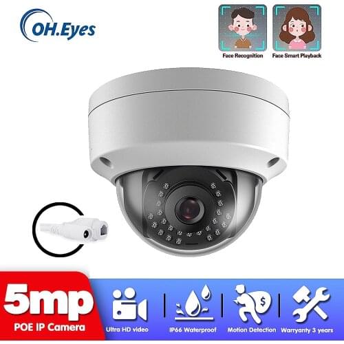 Face Detection HD POE IP Camera 5MP Vedio Surveillan POE Outdoor Waterproof Onvif Night Vision Dome Vandalproof Security Cameras